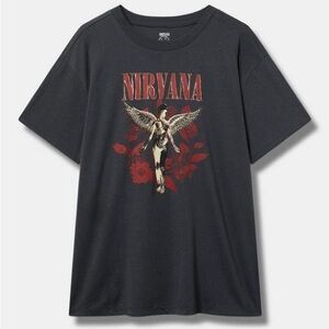 Torrid size 2 relaxed fit crew neck Nirvana tee, grey